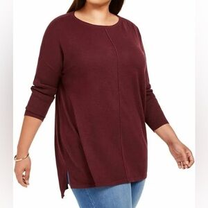 Style & Co Womens Long Sleeve Boat Neck Tunic Sweater Cherry Pie Size 1X NWT